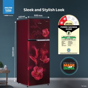 Voltas Beko Voltas Beko 268 L, 2 Star, Frost Free Double Door Refrigerator with 6 in 1 Adjustable Harvest Fresh Technology (RFF315D/WPV300RMWD, Moonlight Wine) Right View