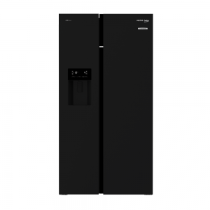 Voltas Beko 634 L Side by Side Refrigerator (Glass - Black) RSB65GF Front View