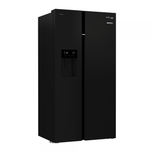 Voltas Beko 634 L Side by Side Refrigerator (Glass - Black) RSB655GBRF Left View