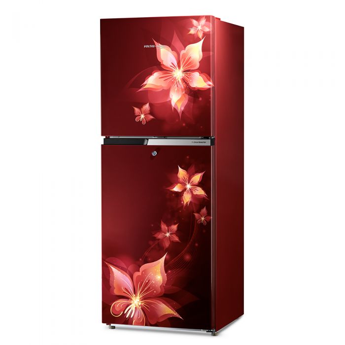 red colour double door refrigerator